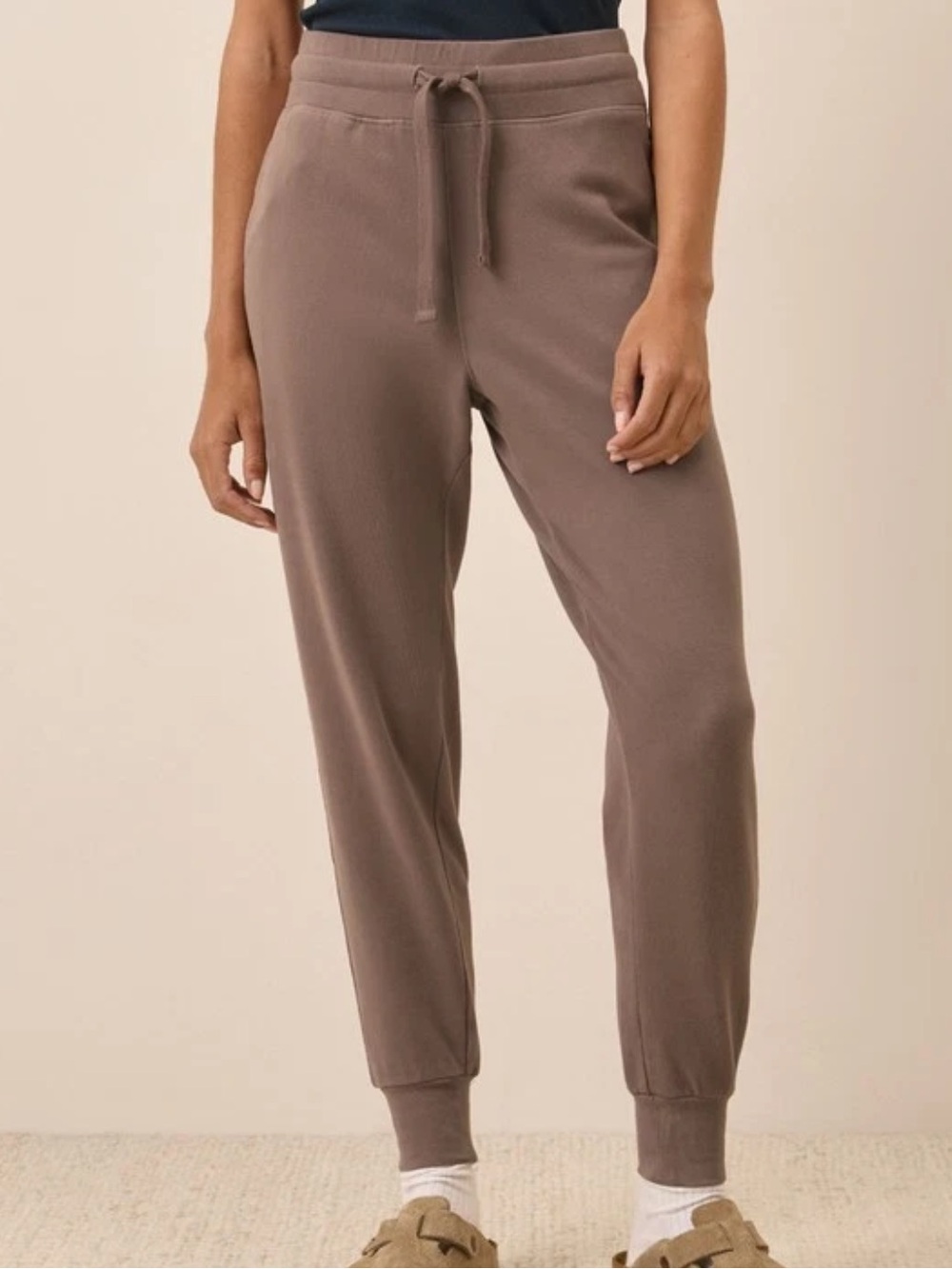 Pact Cloudknit Jogger Taupe Tan Brown Organic Cotton size Large